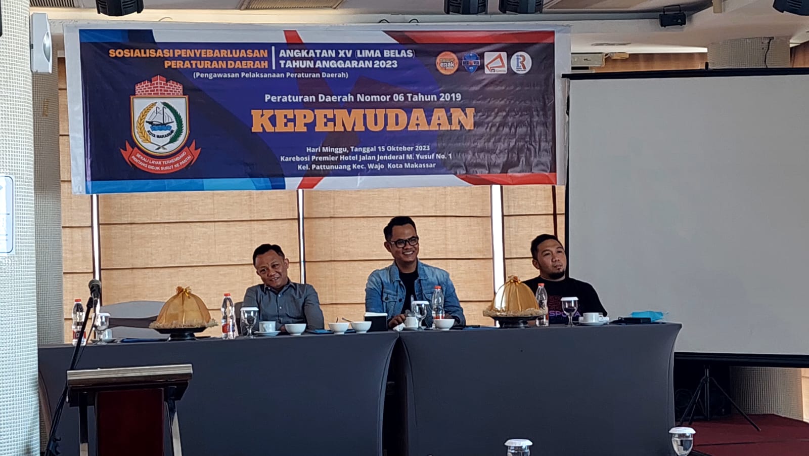 FOTO: Bersama Ray suryadi arsyad,dee dahyar,alamsyah sahabuddin sosialisasi perda kepemudaan.minggu hotel karebosi primer.minggu (15/10/2023)