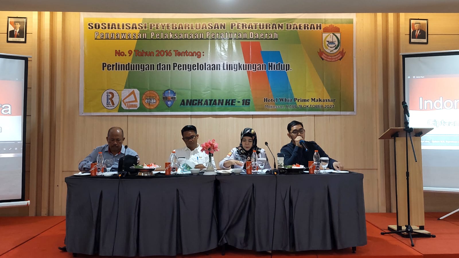 FOTO: dewan nurul hidayat,plt kadis lingkungan hidup ferdi mochtar,dan pemerhati lingkungan panj,melaksanakan sosialisasi perda tentang perlindungan dan pengelolaan lingkungan hidup