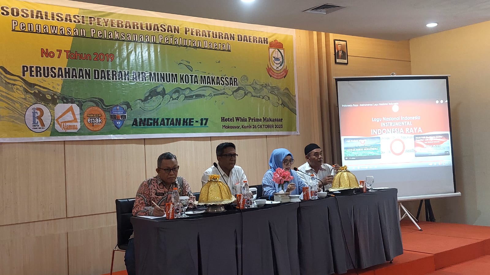 FOTO:Sosialisasi perda perusahaan air mimum daerah kota makassar ,Dewan Nurul hidayat.Hotel Whiz Prime.Kamis (26/10/2023)