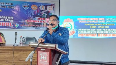 FOTO;nasir rurung sosialisasi perda minuman beralkohol.hotel grand maleo.jum'at(01/12/2023
