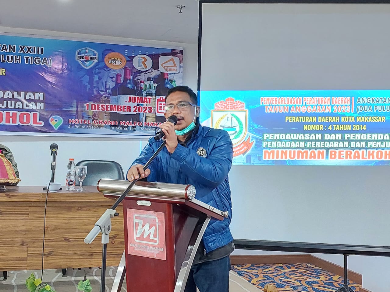 FOTO;nasir rurung sosialisasi perda minuman beralkohol.hotel grand maleo.jum'at(01/12/2023