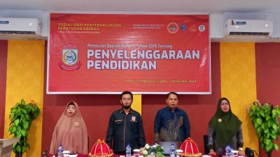 FOTO: ketua komsisi D andi hadi ibrahim baso mengelar sosialisasi perda penyelengaraan pendidikan.Hotel LYNT.Sabtu (02/12/2023)